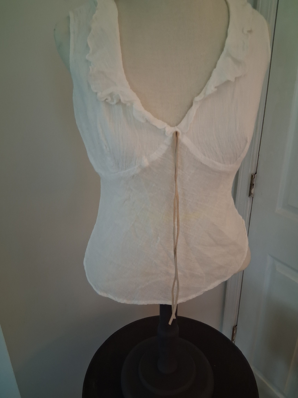 She's Cool White Ruffle Tie-Front Camisole